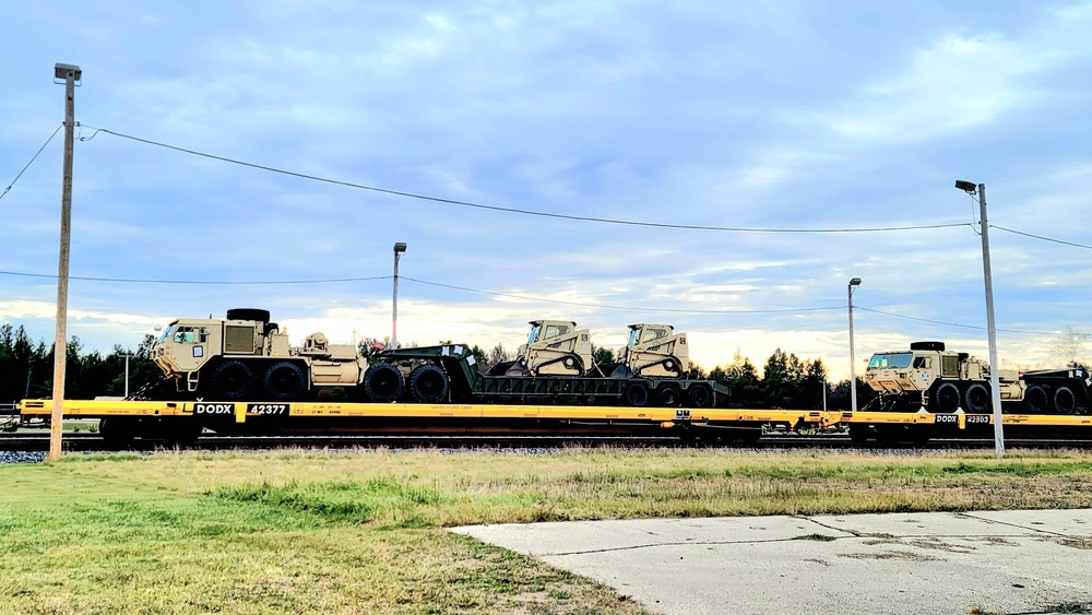 411th Engineer Company equipment deployment by rail movement at Fort McCoy