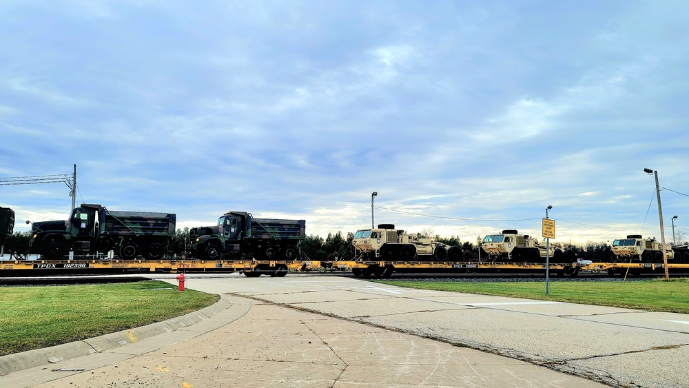 411th Engineer Company equipment deployment by rail movement at Fort McCoy