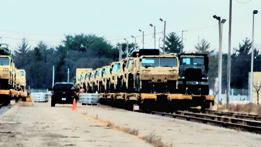 411th Engineer Company equipment deployment by rail movement at Fort McCoy