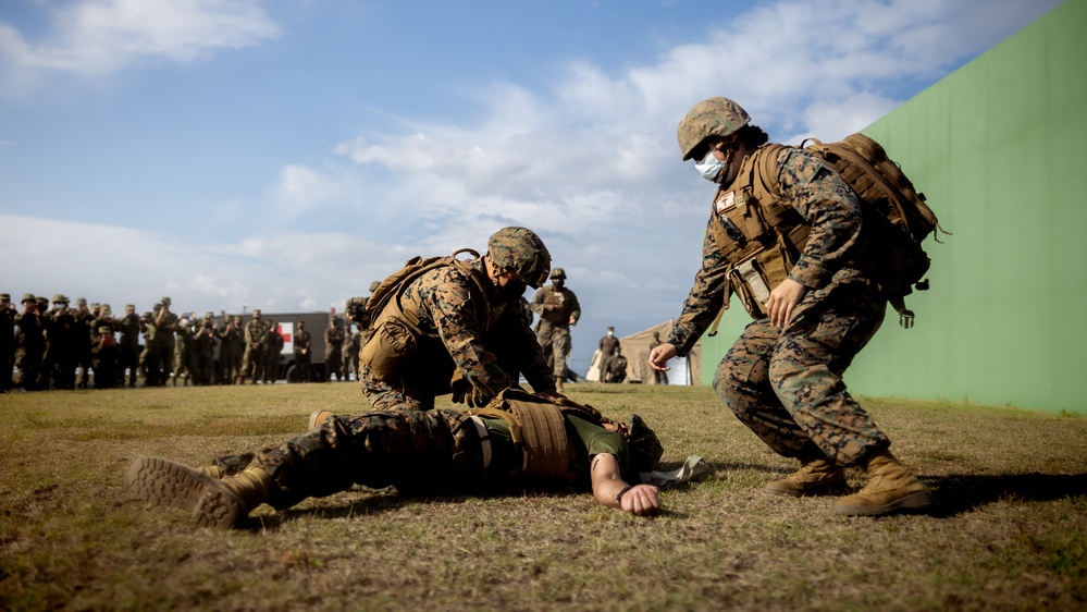 Keen Sword 23: U.S Navy Corpsmen and JGSDF members conduct bilateral Tactical Combat Casualty Care training