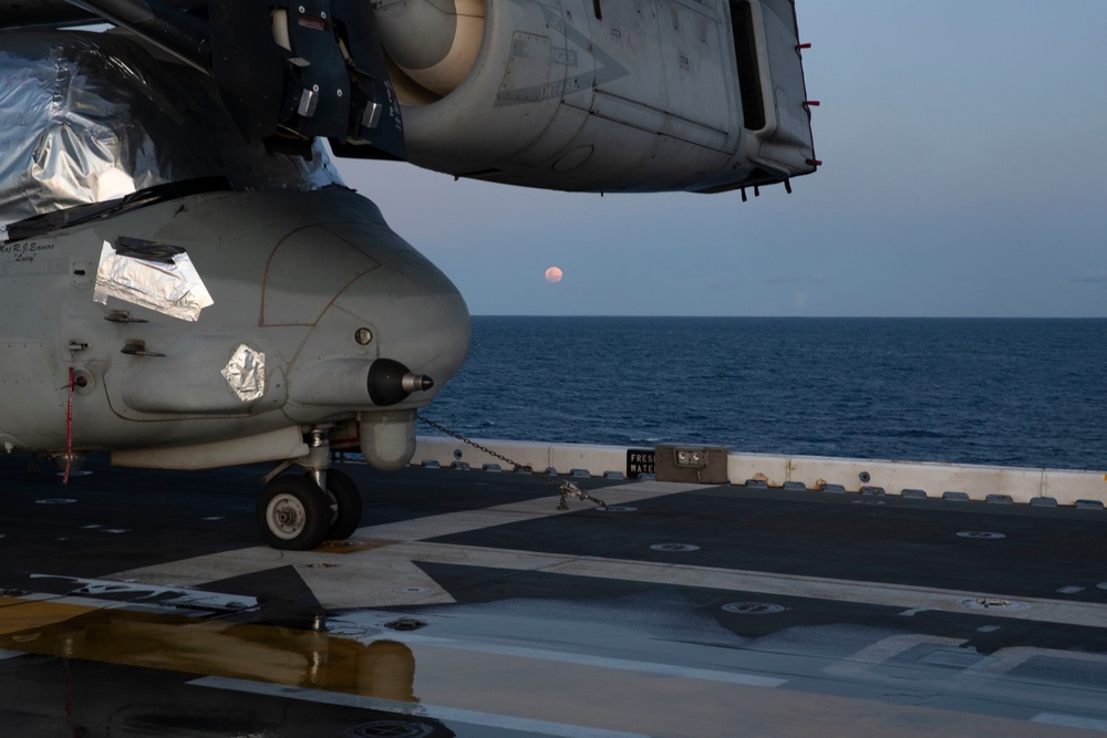 USS Tripoli Blood Moon Observation