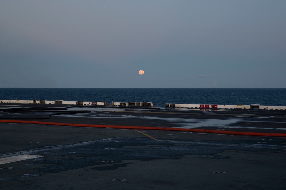 USS Tripoli Blood Moon Observation