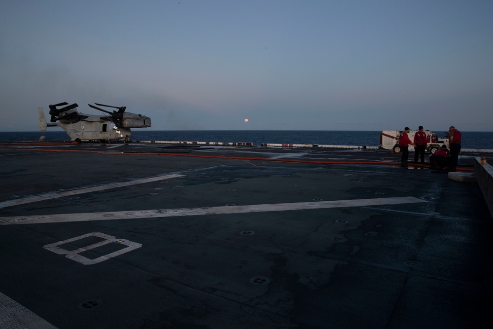 USS Tripoli Blood Moon Observation