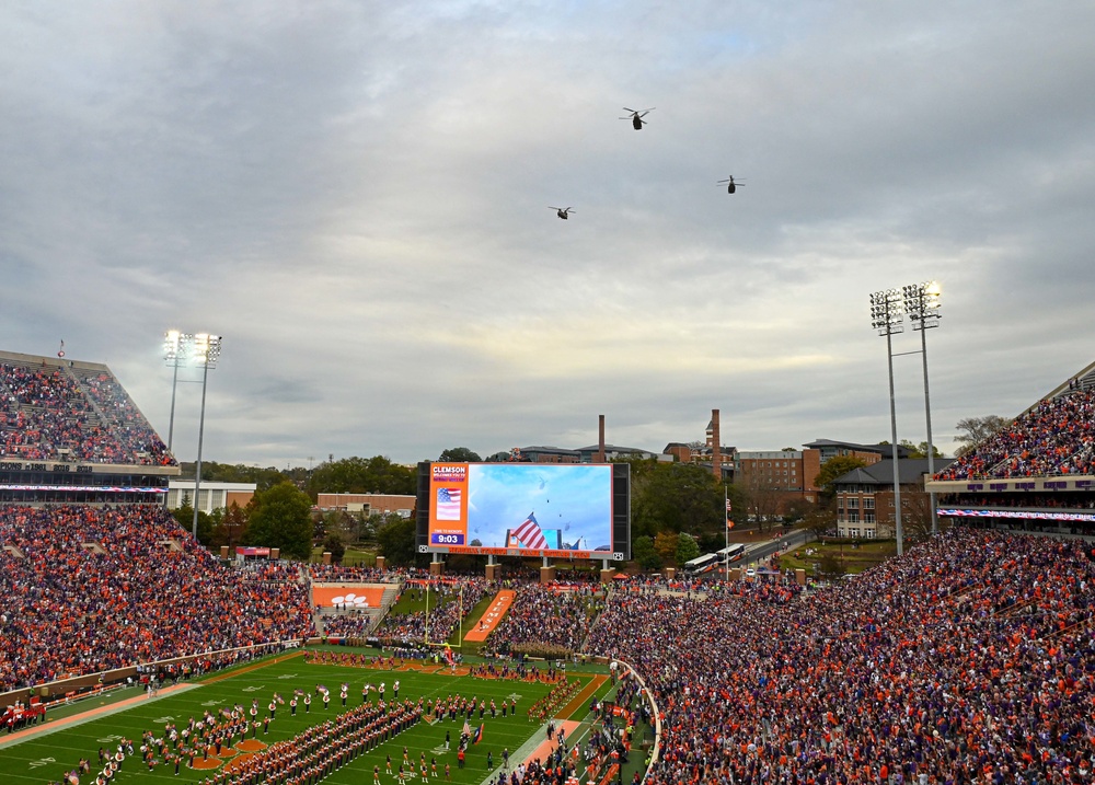 SCARNG flyover at Clemson Memorial Stadium Military Appreciation Day Game