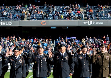 Big Red One Soldiers Reenlist at Chicago Bears Veterans Day game