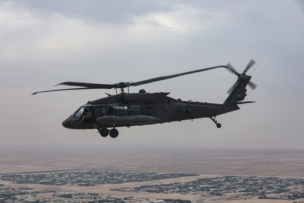 Task Force Mustang UH-60 Blackhawk and AH-64 Apache Flight Crews, land on the U.S.S. Lewis B. Puller