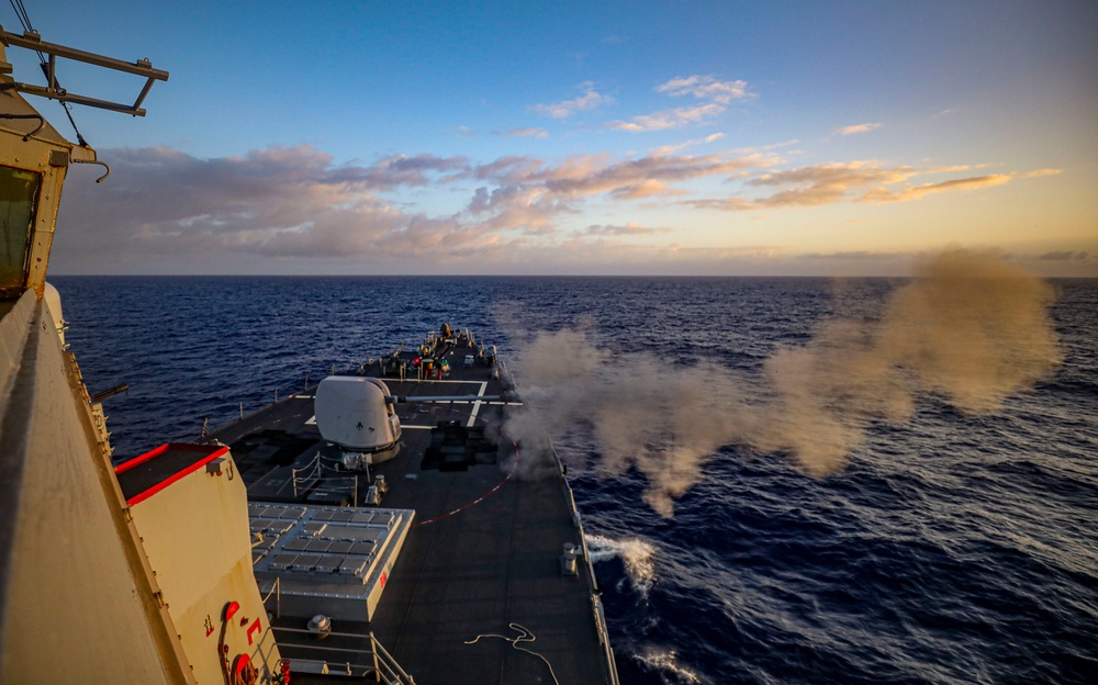 USS Benfold Conducts 5-Inch Gunnery Exercise During Keen Sword
