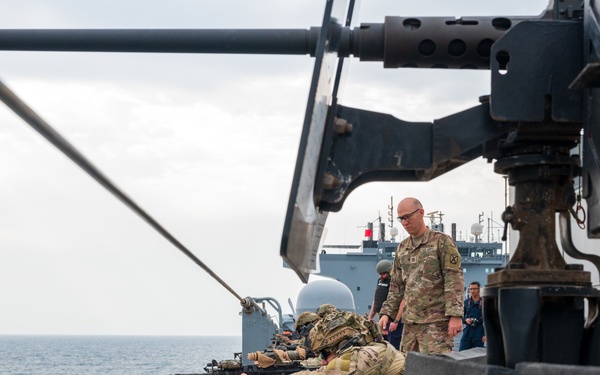 First Brigade Combat Team, 10th Mountain Division, travel to USS Lewis B. Puller to conduct marksmanship at sea