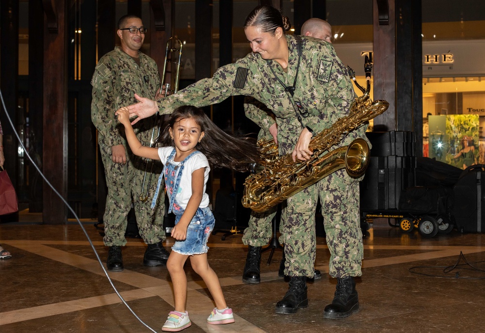 U.S. Fleet Forces Band performs at La Serrezuela Shopping Mall in Cartagena, Colombia