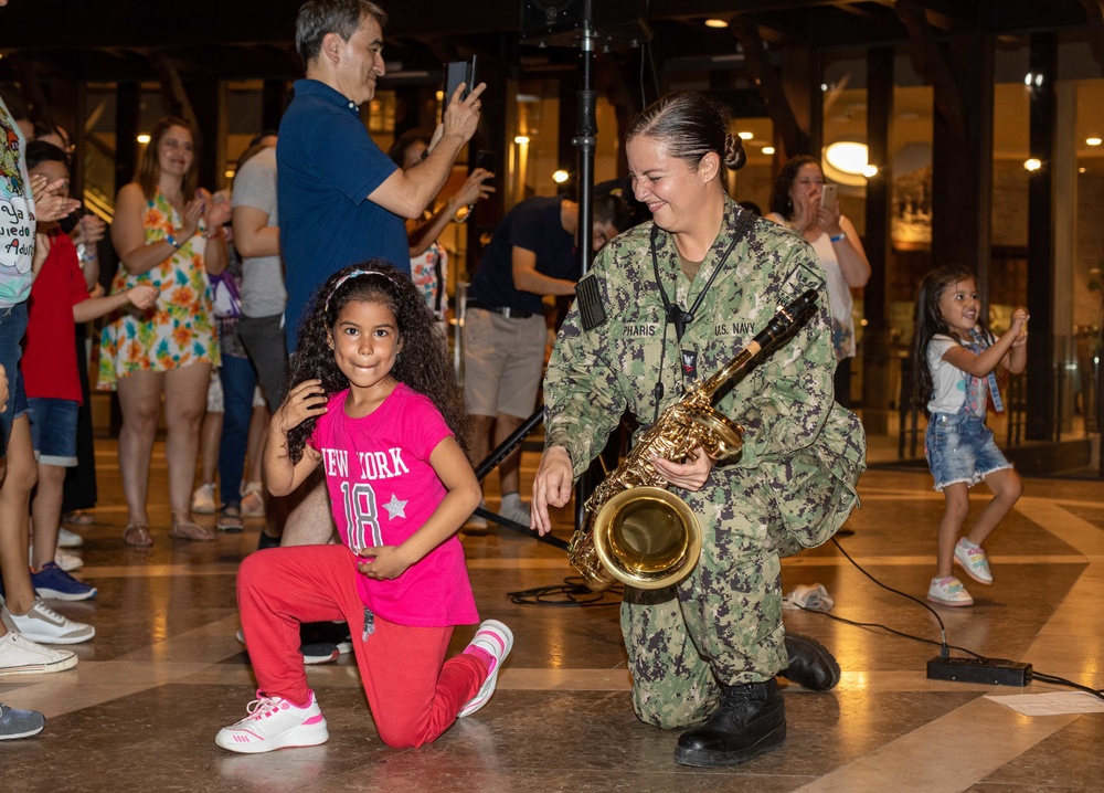 U.S. Fleet Forces Band performs at La Serrezuela Shopping Mall in Cartagena, Colombia