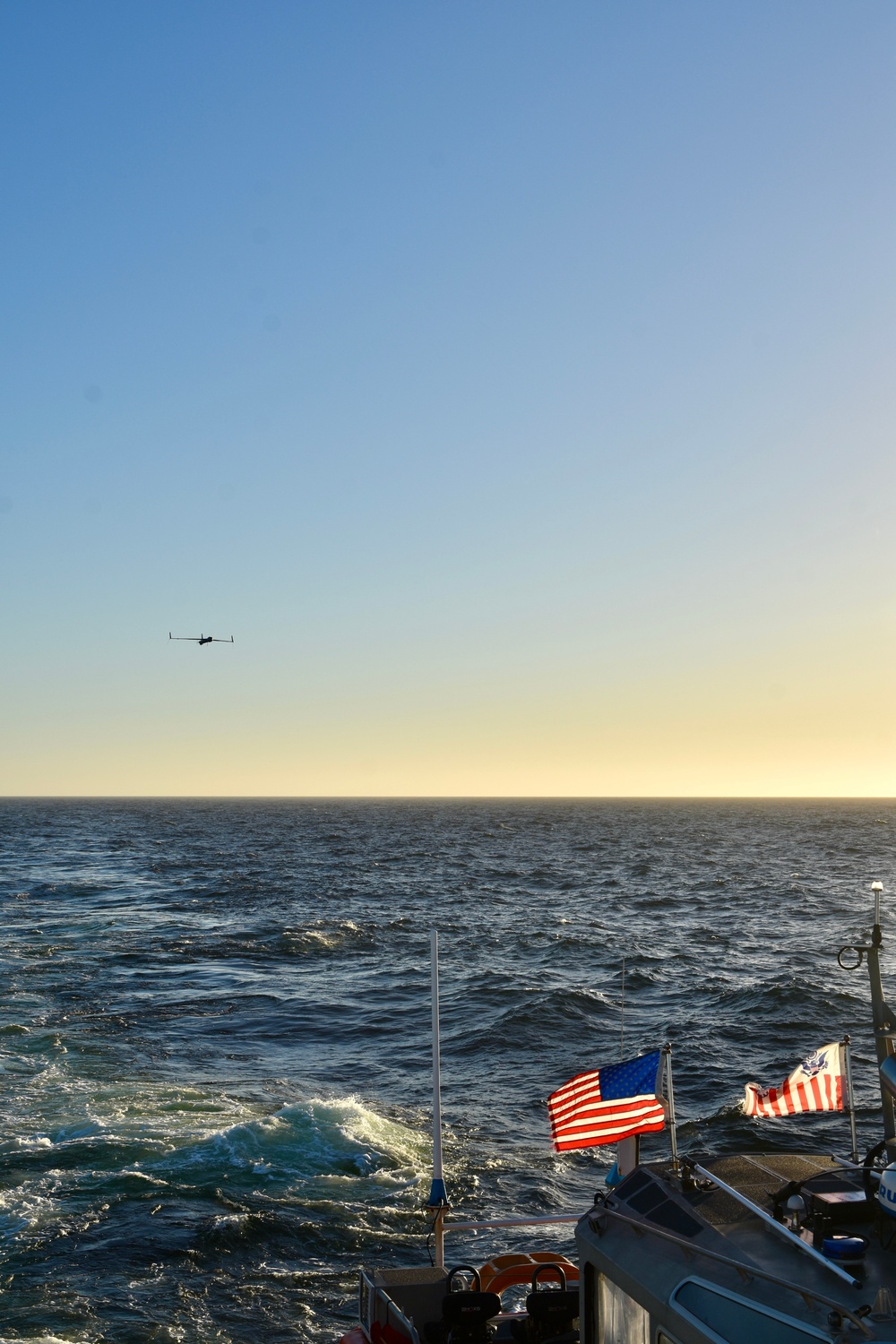 USCGC Hamilton UAS team recovers drone while operating in the Baltic Sea