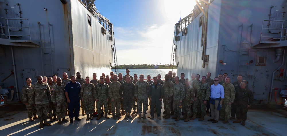 The 8th Theater Sustainment Command host USINDOPACOM Commanders aboard the Logistical Support Vessel 3.