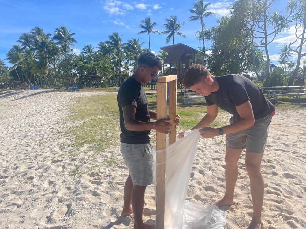 Seabees with Naval Mobile Construction Battalion 4, clean up Emon Beach on U.S. Army Garrison - Kwajalein Atoll