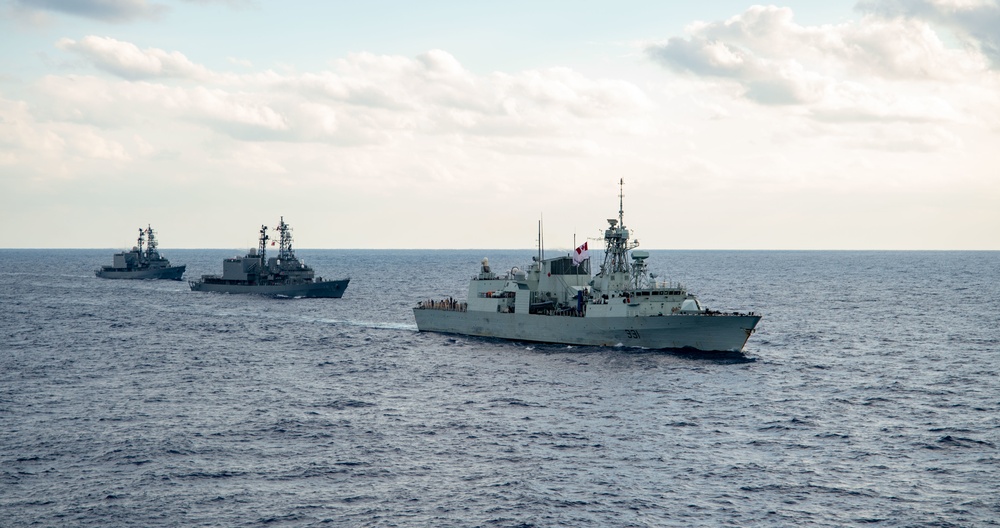 USS Ronald Reagan (CVN 76) conducts a multinational Photo Exercise during Keen Sword 23