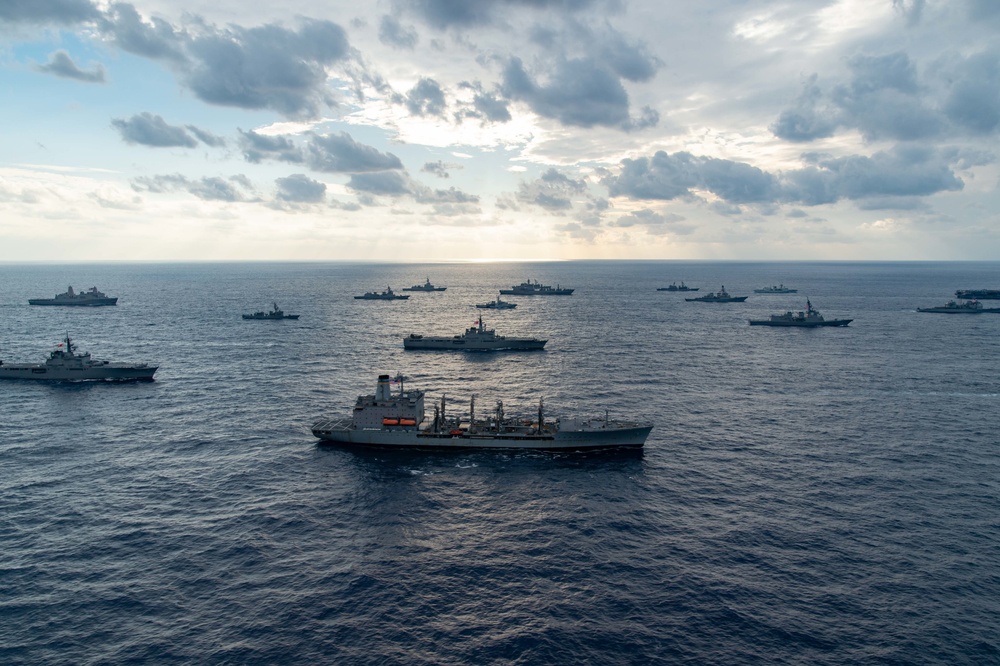 USS Ronald Reagan (CVN 76) conducts a multinational Photo Exercise during Keen Sword 23