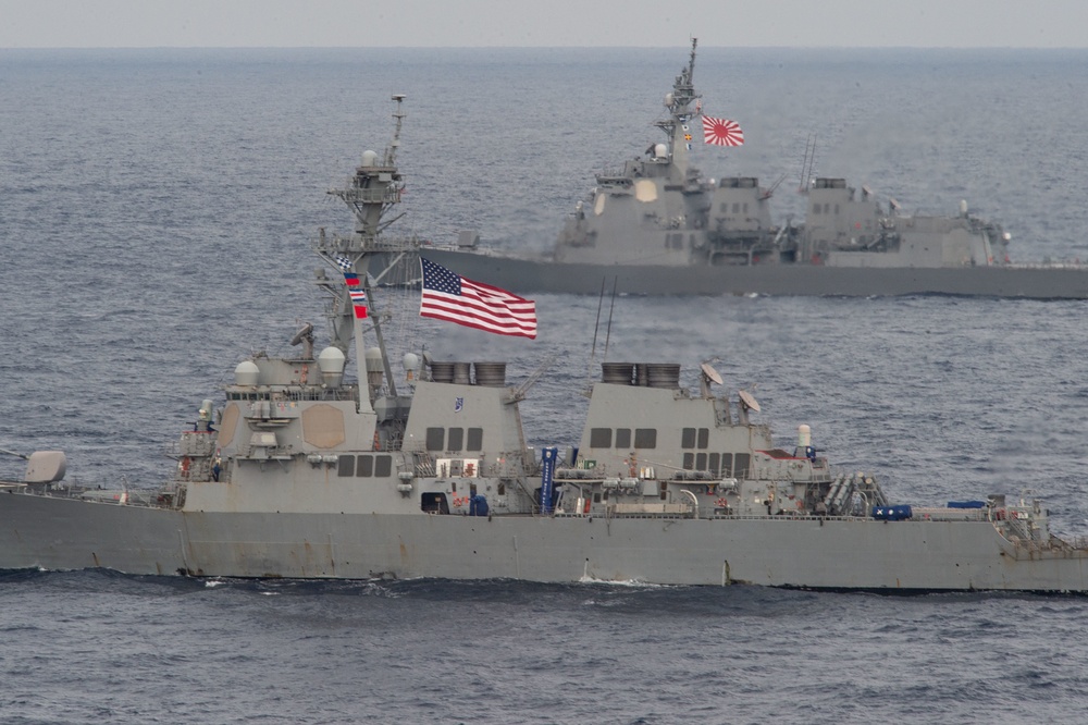 USS Ronald Reagan (CVN 76) conducts a multinational Photo Exercise during Keen Sword 23