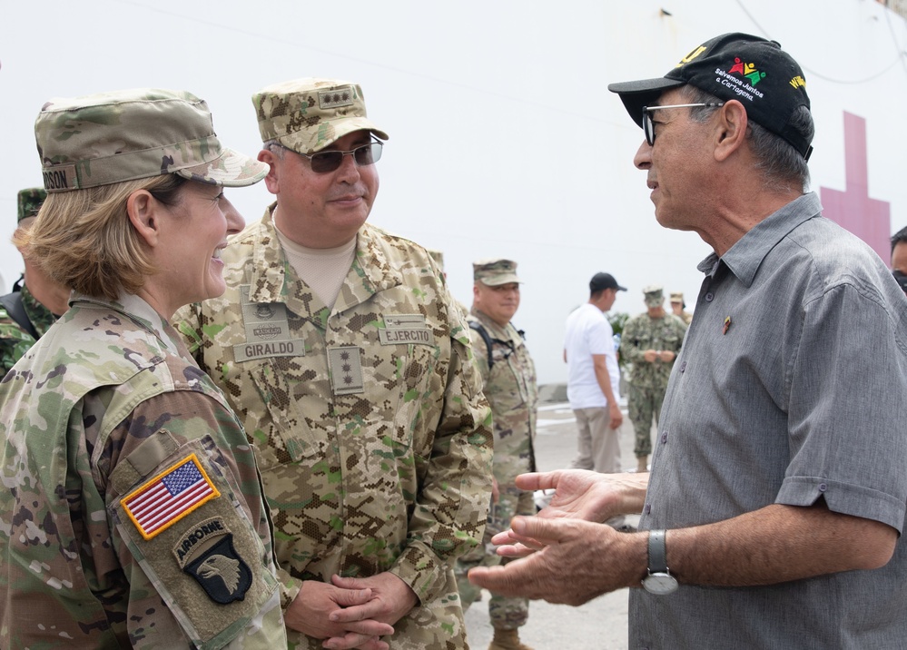 Distinguished visitors take a tour of hospital ship USNS Comfort during Continuing Promise 2022