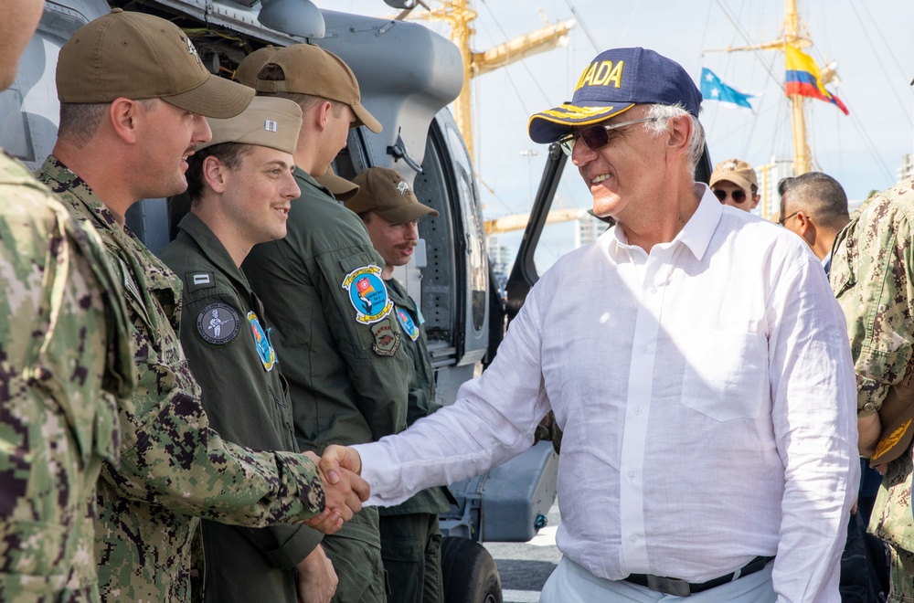 Distinguished visitors take a tour of hospital ship USNS Comfort during Continuing Promise 2022