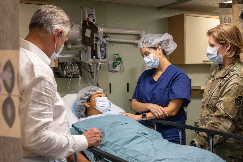 Distinguished visitors take a tour of hospital ship USNS Comfort during Continuing Promise 2022