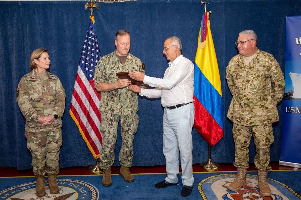 Distinguished visitors take a tour of hospital ship USNS Comfort during Continuing Promise 2022