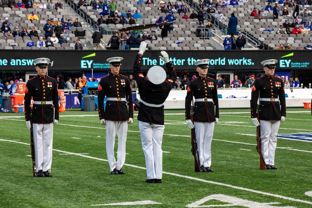 U.S. Marine Corps Silent Drill Platoon performs at New York Giants game