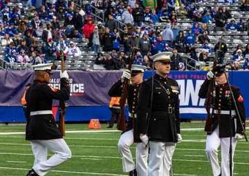 U.S. Marine Corps Silent Drill Platoon performs at New York Giants game