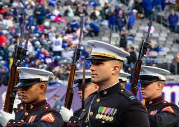 U.S. Marine Corps Silent Drill Platoon performs at New York Giants game