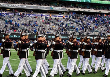 U.S. Marine Corps Silent Drill Platoon performs at New York Giants game
