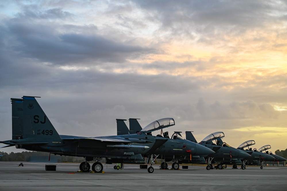 The Air Dominance Center hosts F-15E Strike Eagles for total force integration agile combat employment exercise