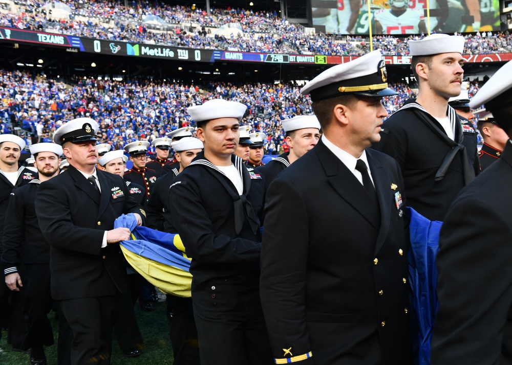 Service Members Participate in the Opening Ceremony at MetLife Stadium's Salute to Service Game