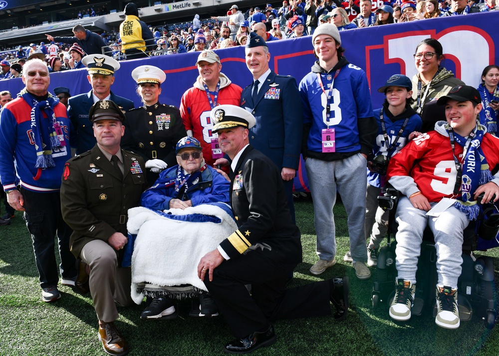 Rear Adm. Christopher Gray, Along With Fellow Officers, Meets MetLife Stadium's &quot;Salute to Service&quot; Game's Honorary Veteran