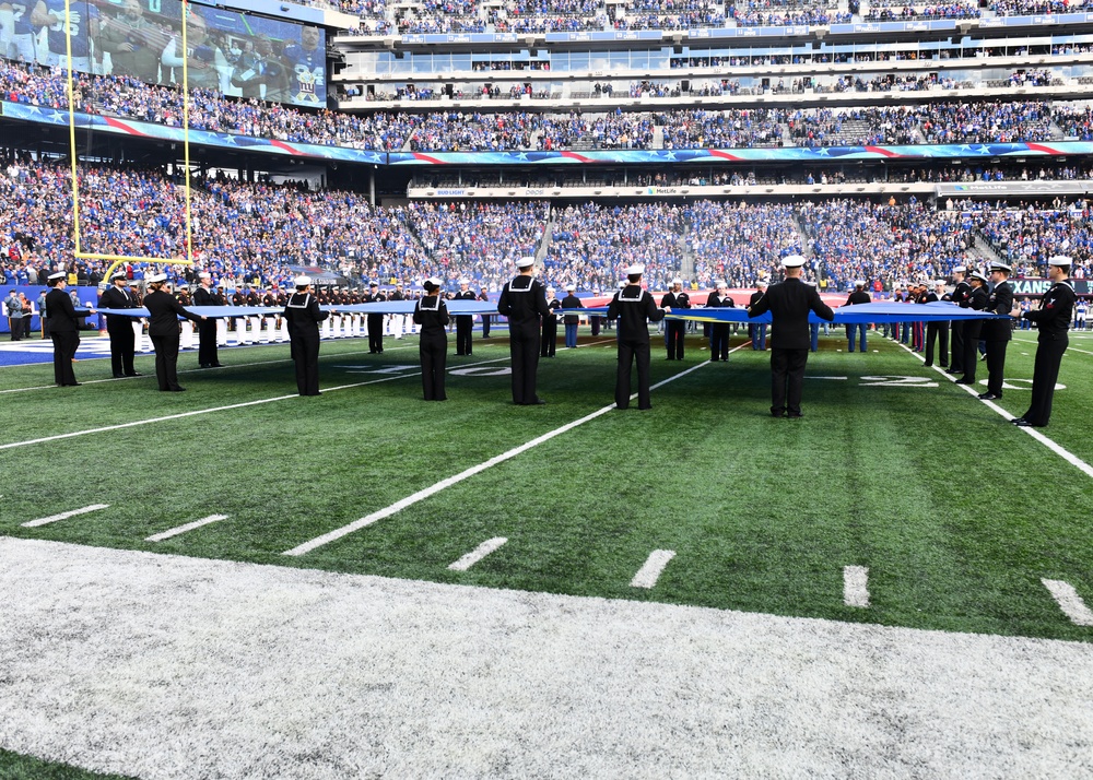 Service Members Participate in the Opening Ceremony at MetLife Stadium's Salute to Service Game