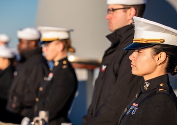 USS Arlington departs New York City