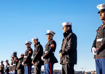 USS Arlington departs New York City