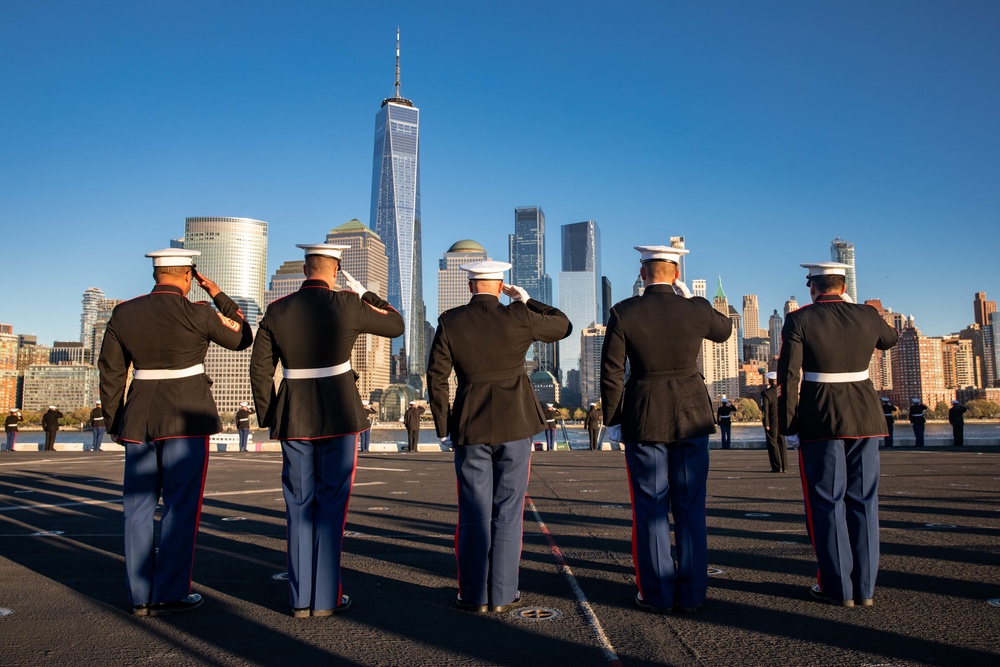 USS Arlington departs New York City