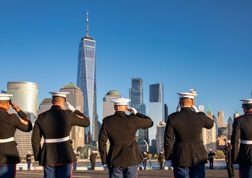 USS Arlington departs New York City