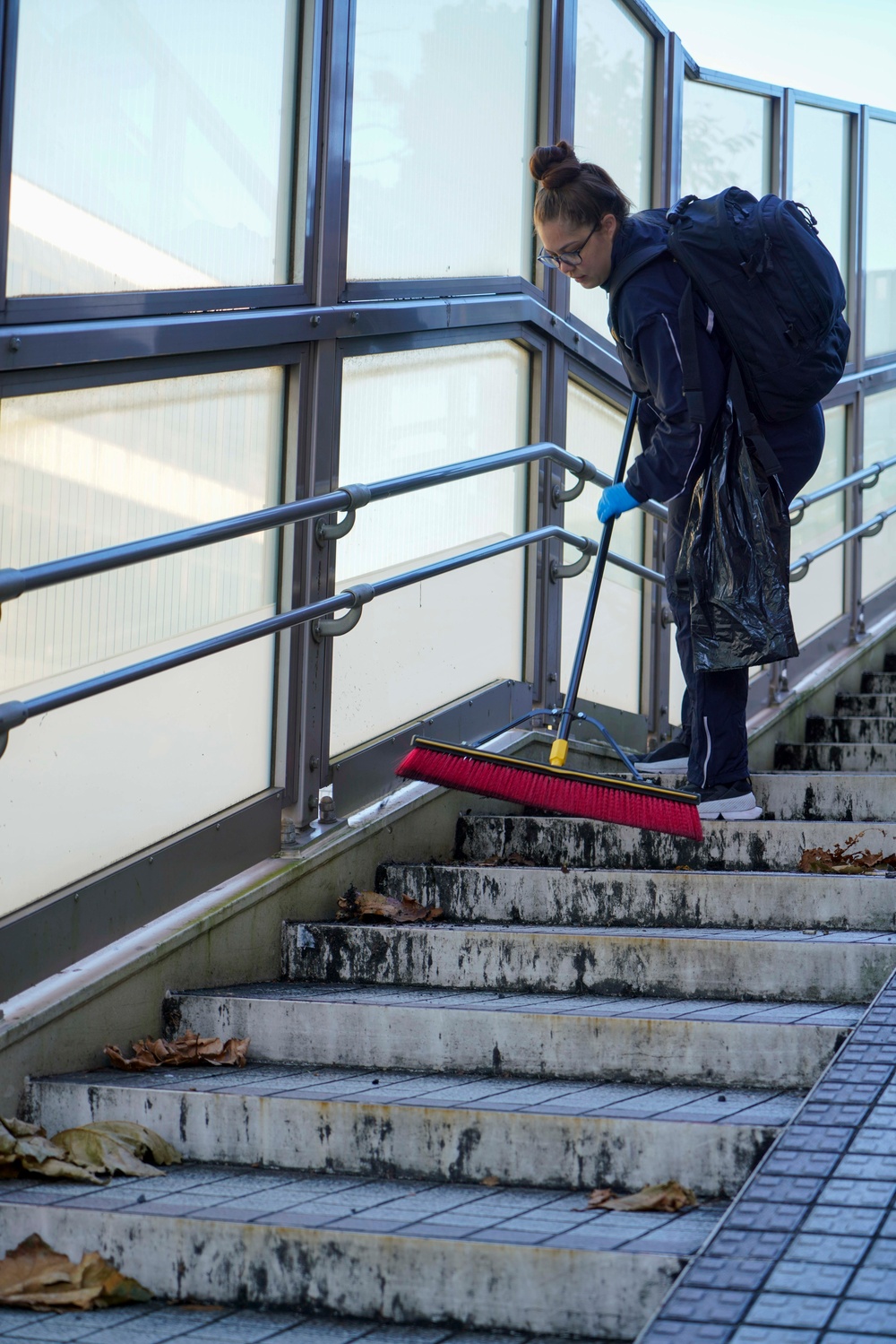 CFAY Sailors Clean Up Bridge Outside of Base