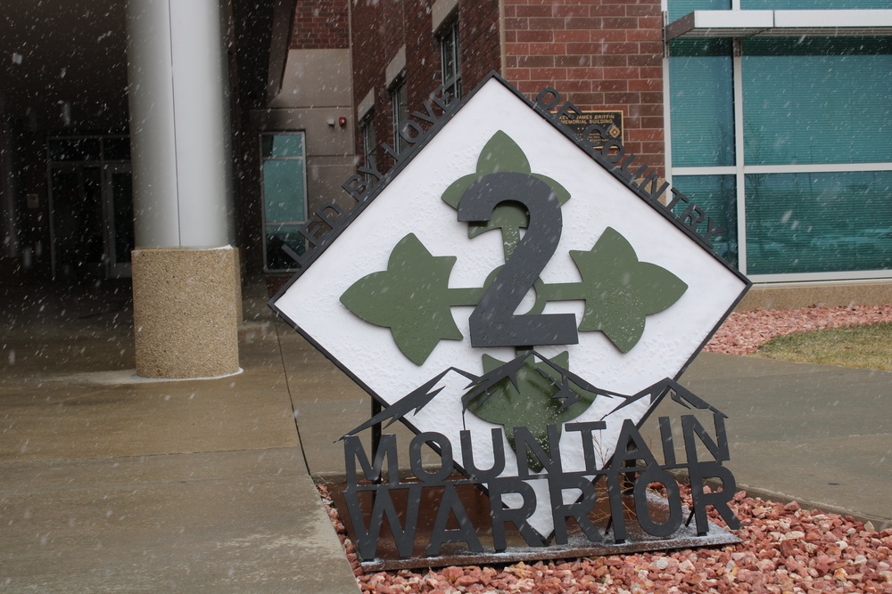 2nd Stryker Brigade Headquarters Snow and BDE Sign