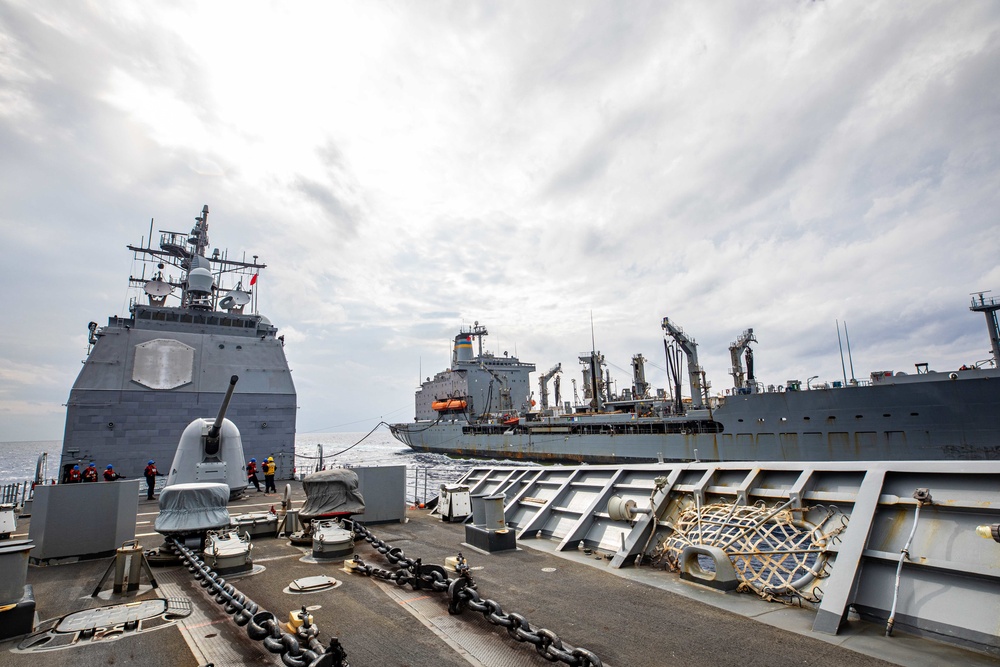 USS Chancellorsville Conducts a Replenishment-at-sea with the USNS Rappahannock