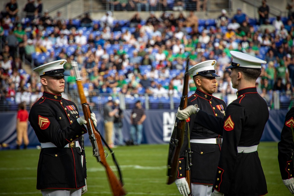 Marines with the Silent Drill Platoon perform over Veteran's Weekend