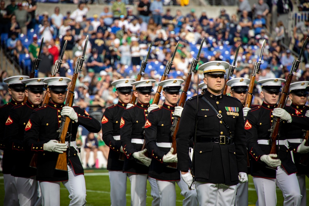 Marines with the Silent Drill Platoon perform over Veteran's Weekend