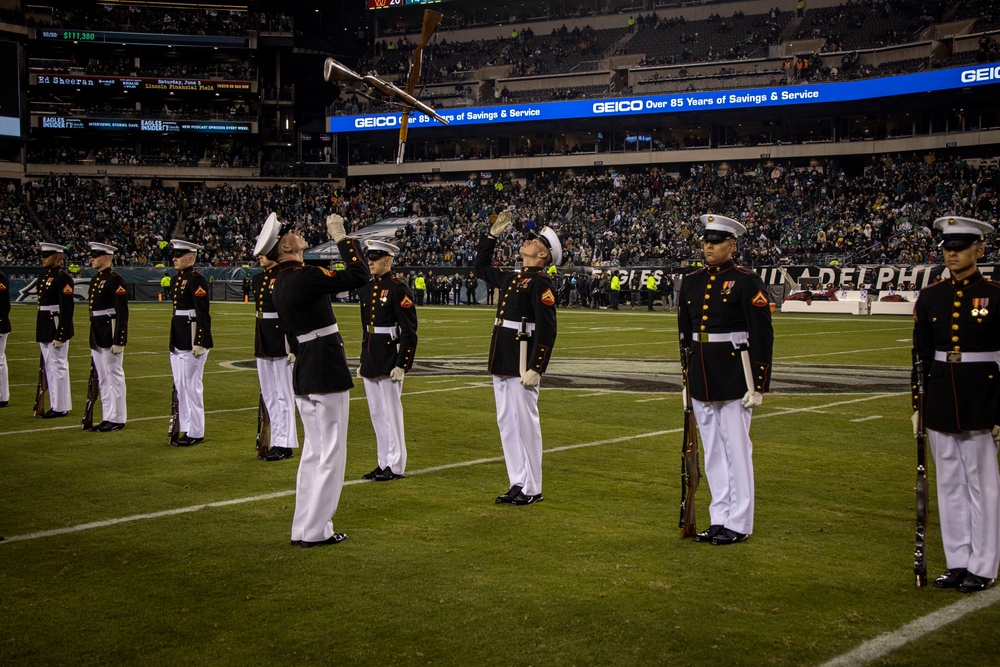 Marines with the Silent Drill Platoon perform over Veteran's Weekend