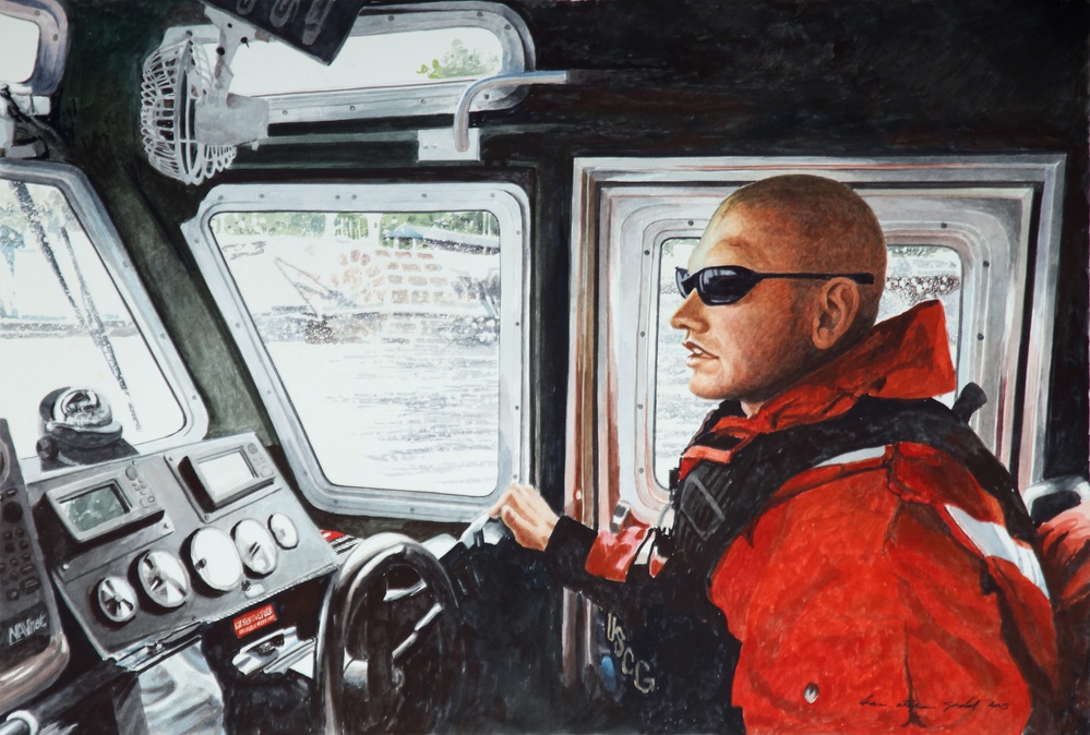 US Coast Guard Art Program 2009 Collection, Ob ID # 200918, &quot;At the helm,&quot; Louis Stephen Gadal (18 of 33)