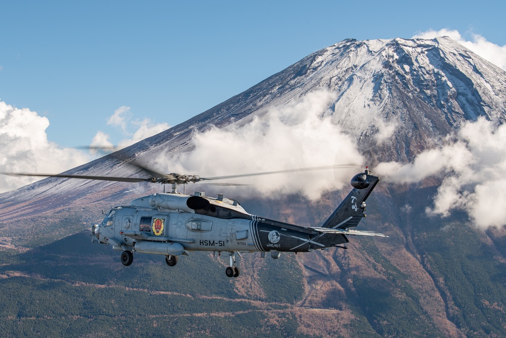 Warlords Conduct Flight Exercise Near Mount Fuji