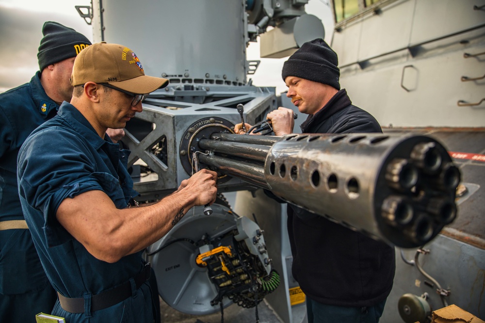 USS Paul Ignatius (DDG 117) Sailors Conduct Maintenance on CIWS