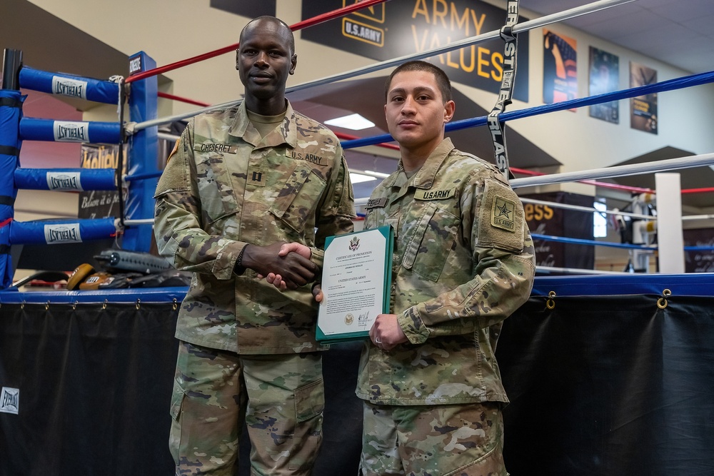 Boxing Soldier-athletes Promoted at Army World Class Athlete Program