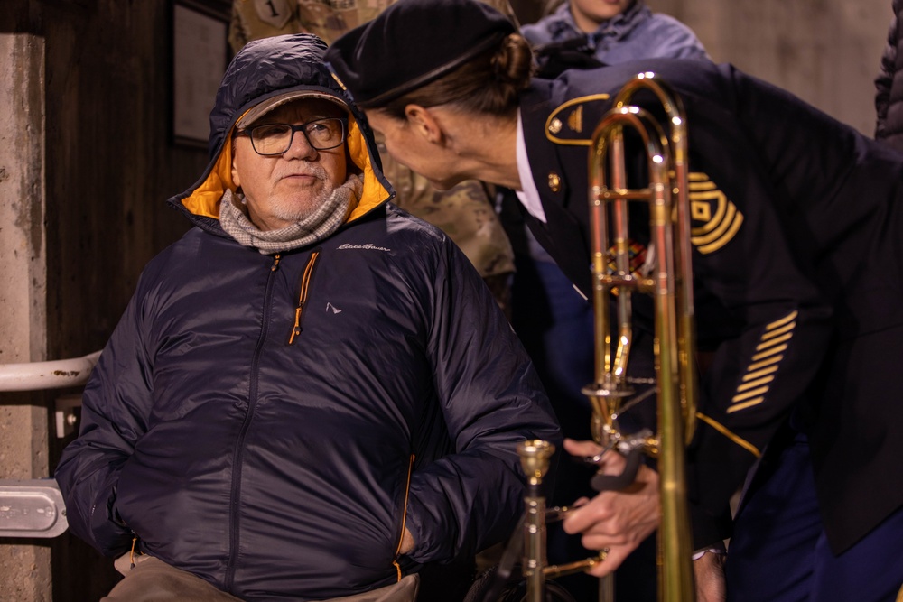 Vietnam veteran is recognized during University of Utah football game.