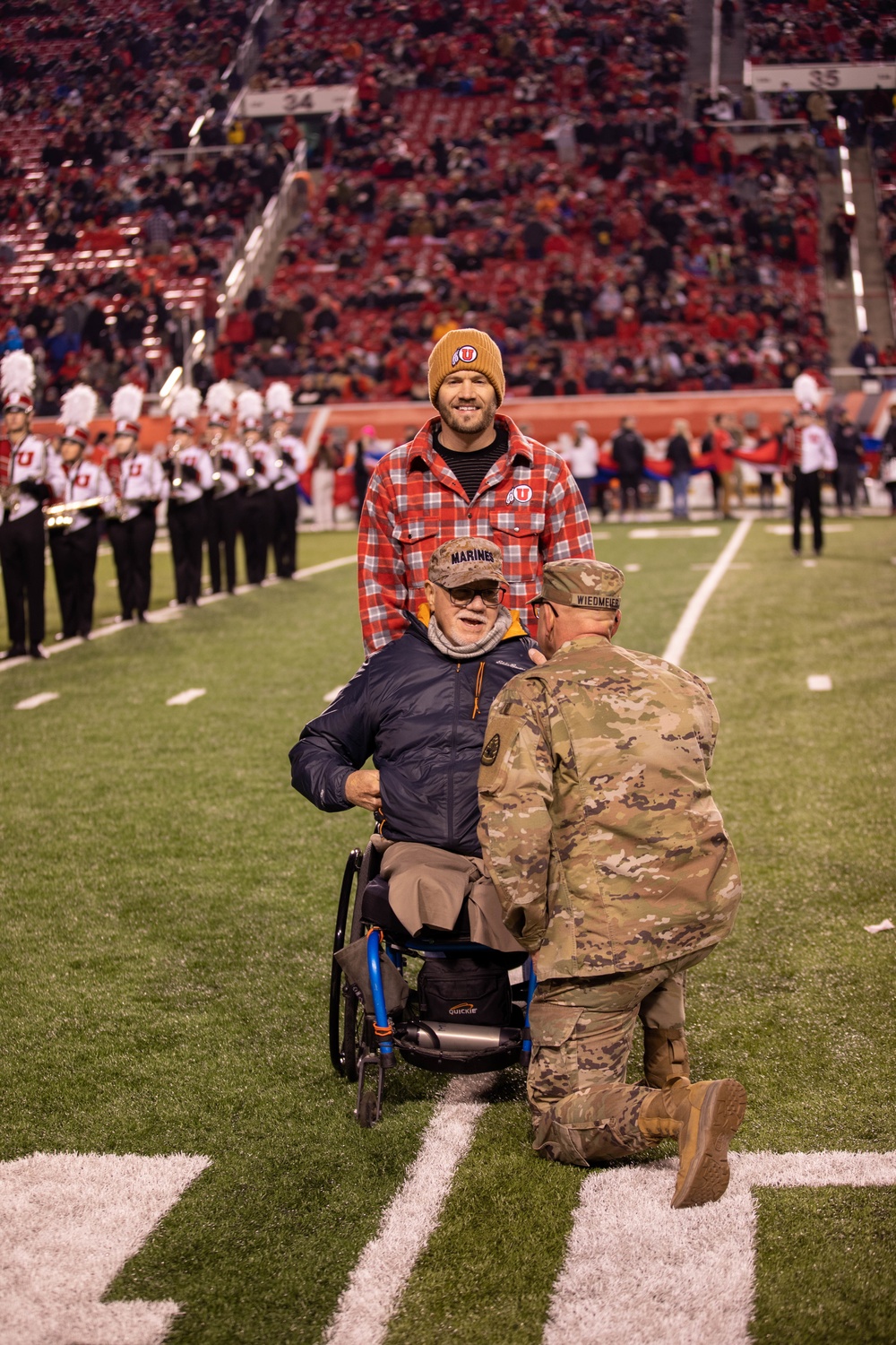 Vietnam veteran is recognized during University of Utah football game.