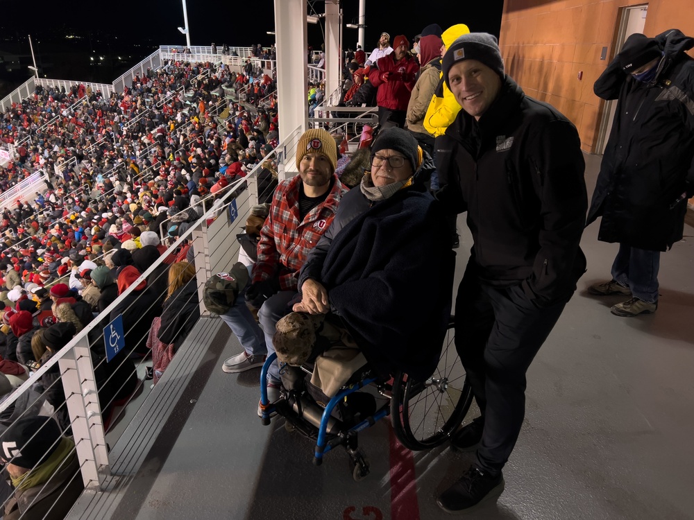 Vietnam veteran is recognized during University of Utah football game.