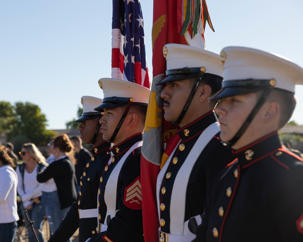 MAWTS-1 color guard performs at Desert View Academy